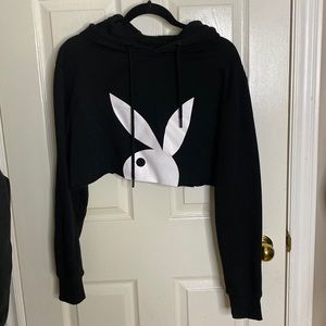 COPY - Playboy  black cropped hoodie